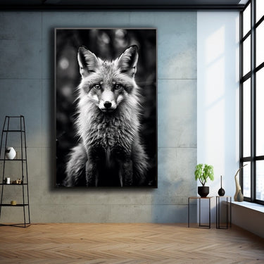 Black and White Fox Painting